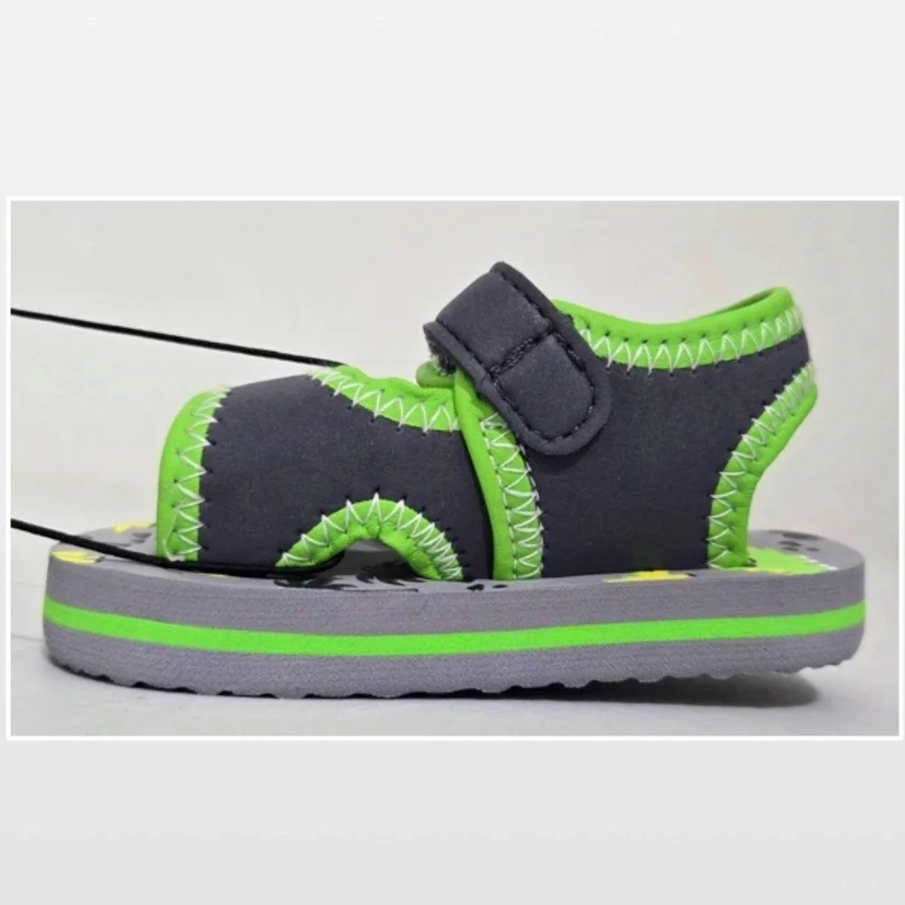 New Wave Zone Shoes Kids Prewalk Baby Sandals Dino Grey Green NWT